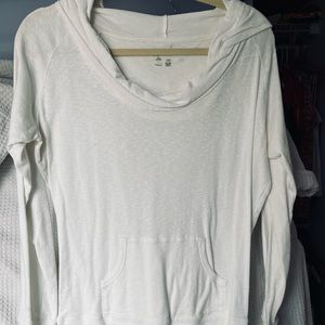 White long sleeve shirt with hood